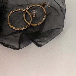 Chicos Brass Round Earrings with Clear  Stones